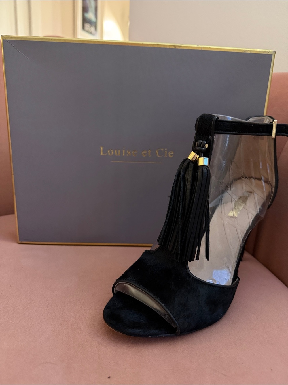 Louise et Cie Tage Black Pony Hair Tassel Heels Size 10